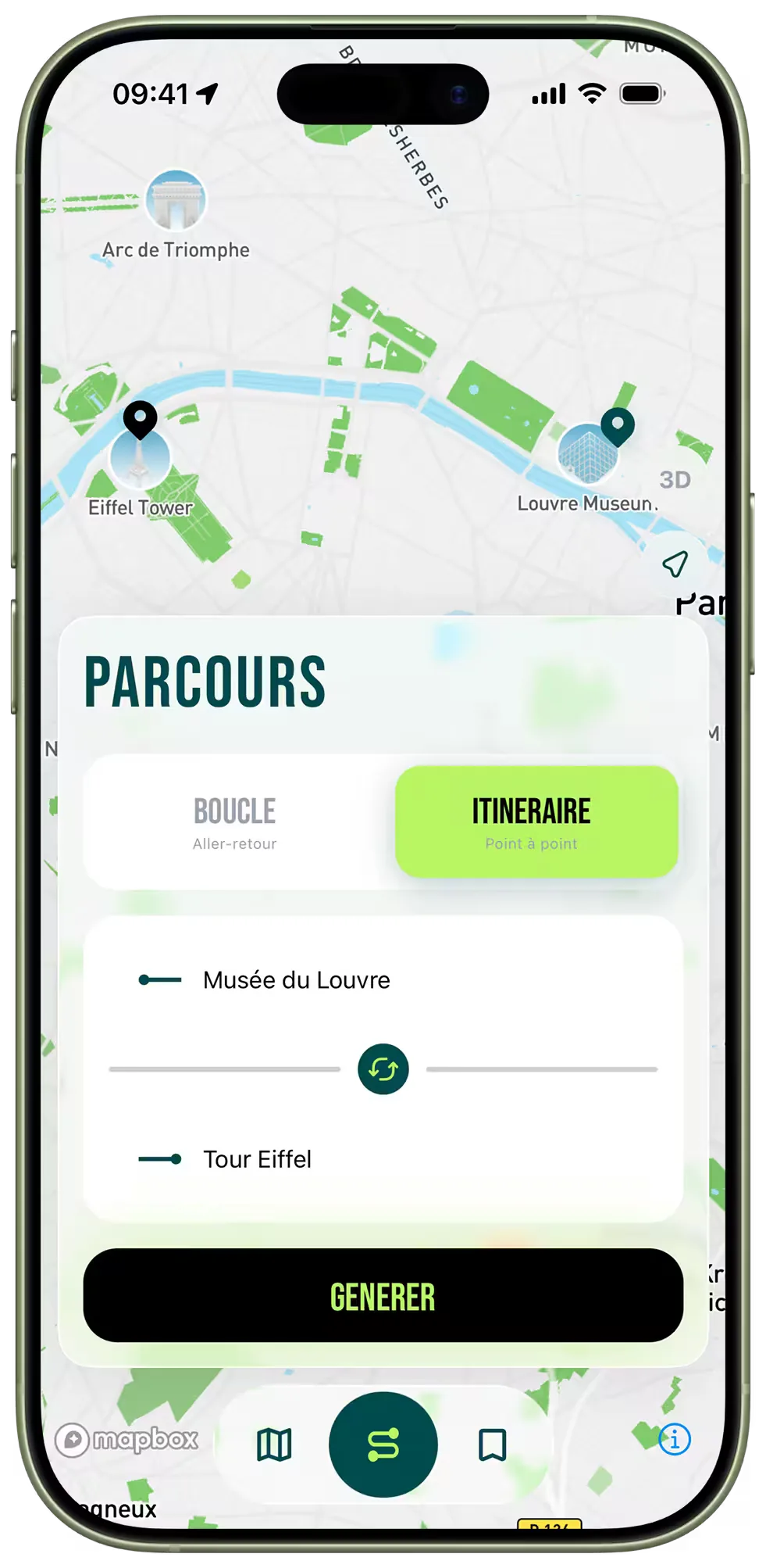 Écran de configuration d'itinéraire pour créer un trajet matinal de bout en bout